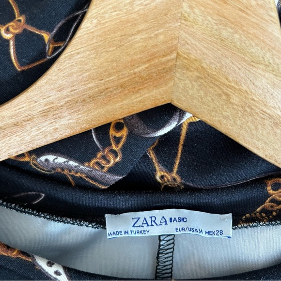 Zara Chain Print Long Sleeve A-Line Mini Dress - Picture 10 of 10